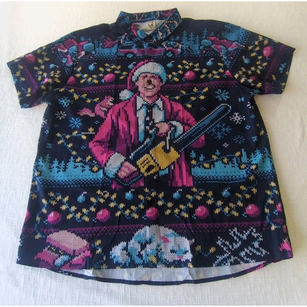 Hardaddy Men's Christmas Shirt Button Down Funny Printed Casual Size:XL